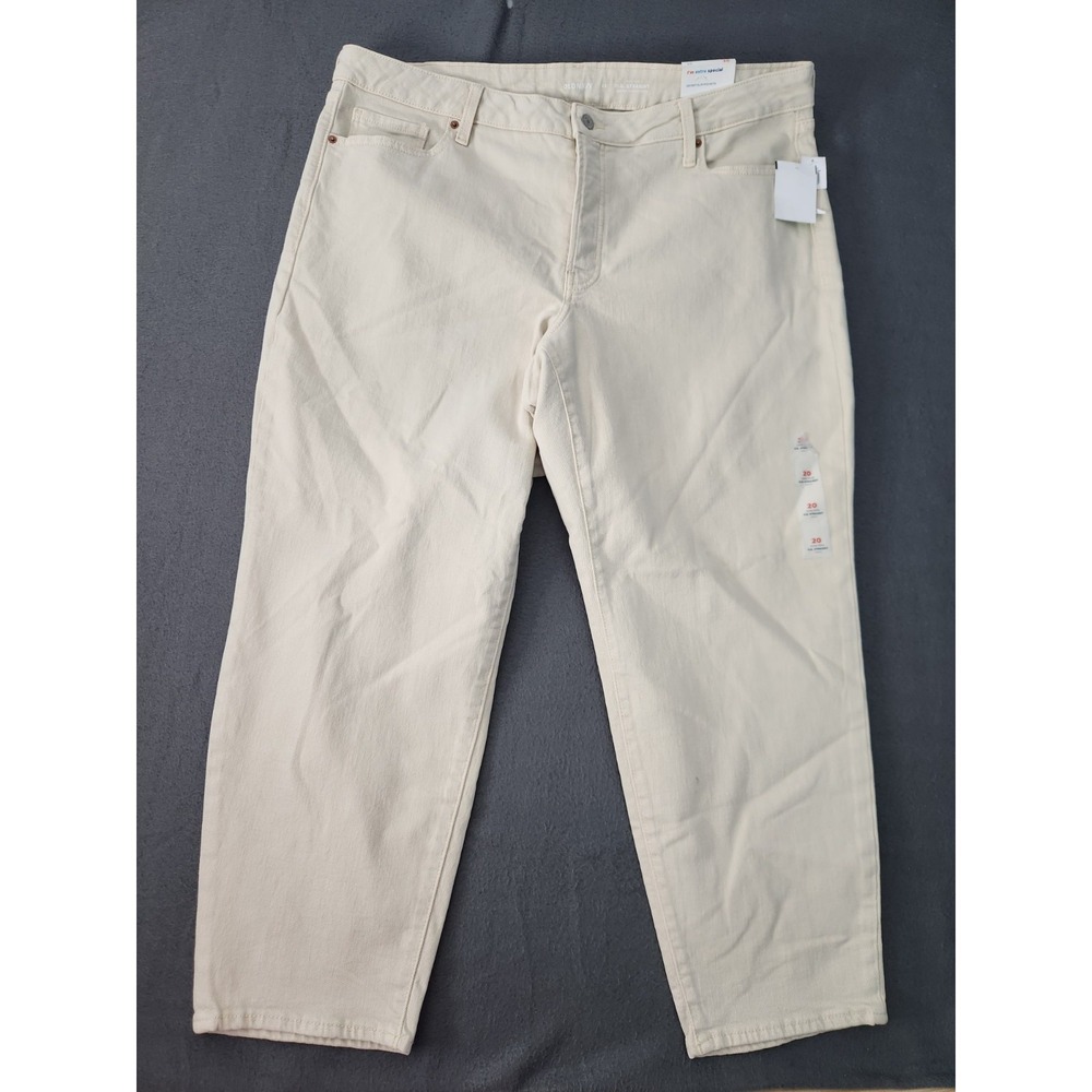 Old Navy Jeans Women's Size‎ 20 Beige High Rise OG Ankle Straight Button Fly NWT